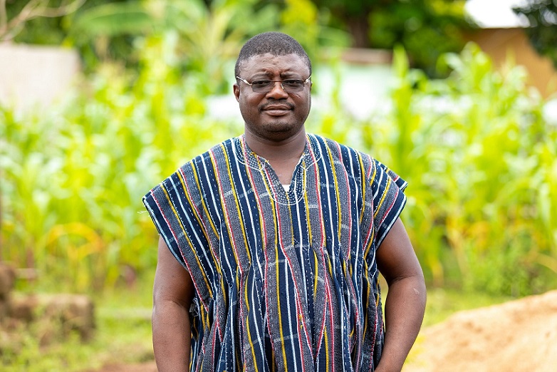 Jonathan Naaba, Tree Aid's Ghana Country Manager, stood in front of a garden